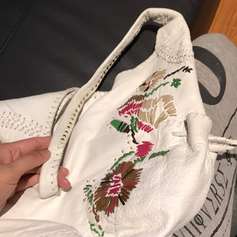 Leather Floral Embroidery Boho Western Cottage vintage purse satchel vibrant hob - Picture 12 of 14